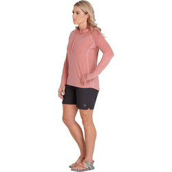 NRS Women's Silkweight Hoodie in Mauve model front