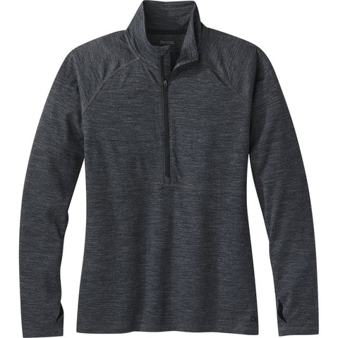 Outdoor Research Women's Alpine Onset Merino 150 Half Zip Shirt in Charcoal Heather front