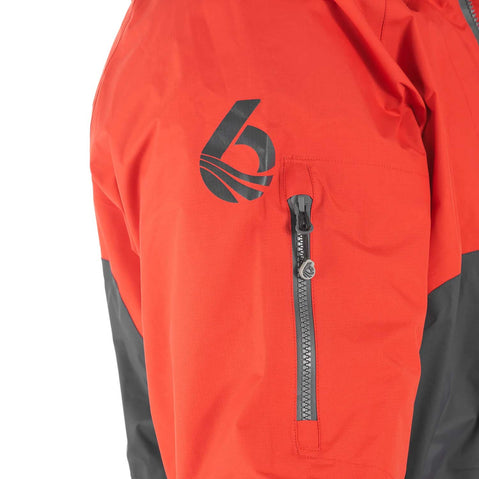 Level Six Kenora Paddling Jacket in Molten Lava zippered pocket