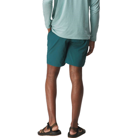 NRS Men's Eddyline Shorts in Spruce model crop back