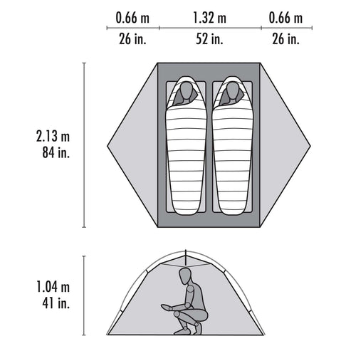 MSR Elixir 2 Person Backpacking Tent floorplan