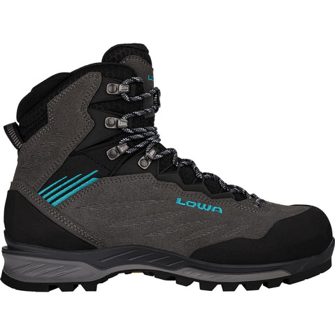 Lowa Women's Cadin II GTX Mid Mountaineering Boots in Anthracite/Aquamarine right side