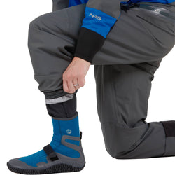 NRS Women's Explorer Semi-Dry Suit in Blue model ankle