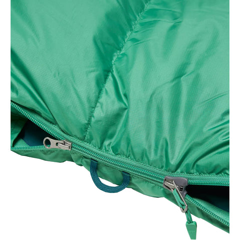 Marmot Lost Coast 30 Degree Down Sleeping Bag in Clover/Dark Jungle zipper