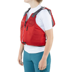 NRS Clearwater Kayak Lifejacket (PFD) in Red model angle