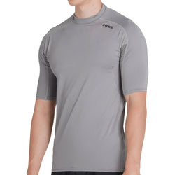 NRS Men's Rashguard Short Sleeve Shirt in Titanium model frontcrop