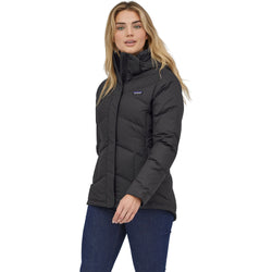 Patagonia Women's Down With It Jacket in Black worn by a model facing forward