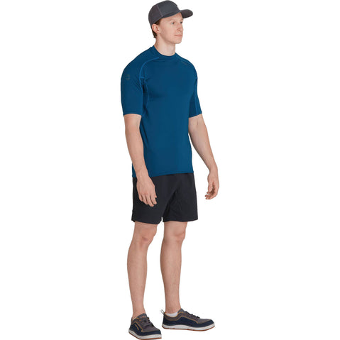 NRS Men's Rashguard Short Sleeve Shirt in Poseidon model front