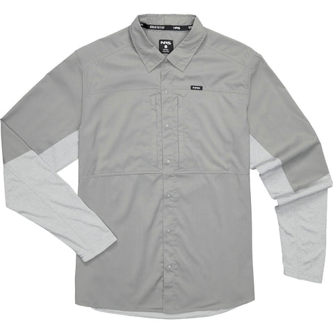 NRS Men's Switch Hybrid Long-Sleeve Shirt in Pebble front