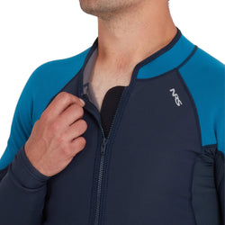 NRS Men's HydroSkin 0.5 Jacket in Navy/Mikonos model zipper