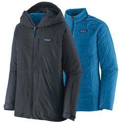 Patagonia Women's 3-in1 Powder Town Jacket in Smolder Blue set