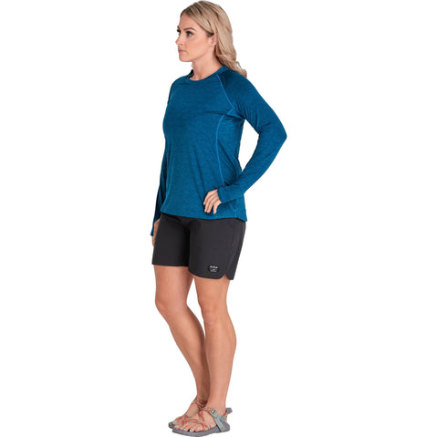 NRS Women's Silkweight Long Sleeve Shirt in Poseidon model front