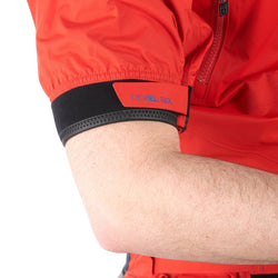 Level Six Australis Short Sleeve Semi-Dry Top in Molten Lava wrist closure