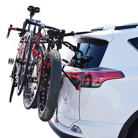 USED Malone RunWay BC3 Bike Trunk Rack with bikes loaded