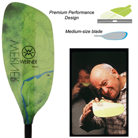 Werner Sherpa Fiberglass 4-Piece Whitewater Kayak Paddle specs