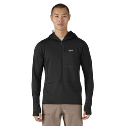 Patagonia Men's R1 Pullover Hoody in Black on model front view