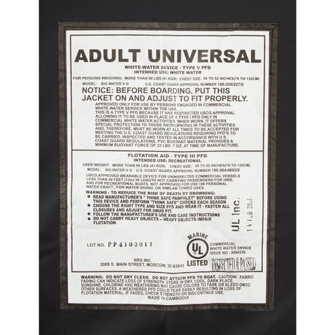 NRS Big Water V Rafting Lifejacket (PFD) Universal_UL