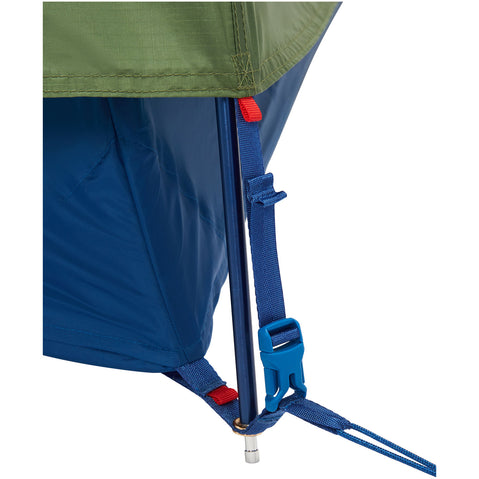 Marmot Tungsten 2 Person Backpacking Tent in Foliage/Dark Azure buckle lock