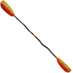 Aqua Bound Tango Fiberglass Bent Shaft 2-Piece Kayak Paddle in Fuego angle