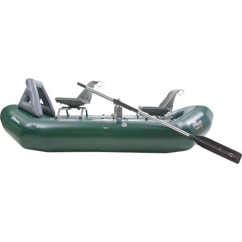 Outcast OSG Striker Self-Bailing Fishing Raft in Green side view