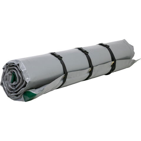 AIRE Truckbed Landing Pad Inflatable Mattress in Gray/Green rolled without cover