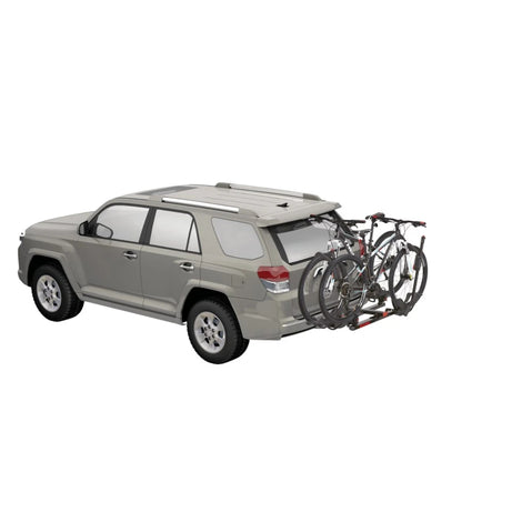 Yakima HoldUp Two Bike Hitch Rack with bikes loaded back