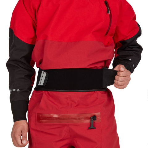 NRS Men's Jakl GORE-TEX Pro Dry Suit in Red model waist