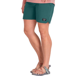 NRS Women's Beda Board Shorts in Jet Mediterranea model frontcrop