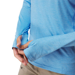 NRS Women's Silkweight Long-Sleeve Shirt in Marina model detail