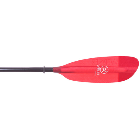 Werner Camano Fiberglass Straight Shaft Kayak Paddle in Red blade