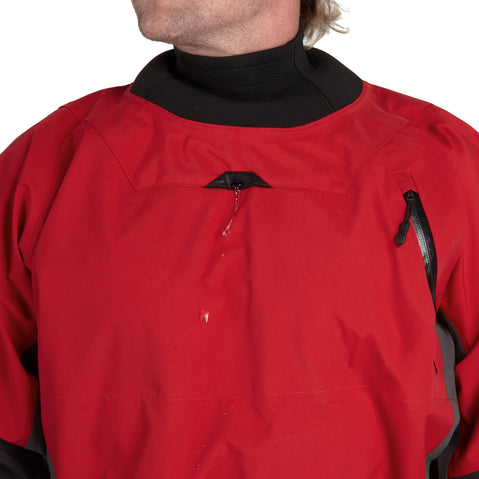 NRS Men's Pivot Drysuit in Red neck drain