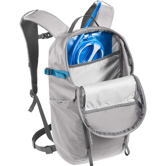 Camelbak Cloud Walker 18 Hydration Backpack in Vapor/Blue Jay zip open