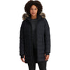 Outdoor Research Women's Coze Lux Down Parka in Black model front view