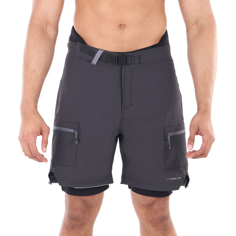 Level Six Men's Pro Guide Neoperene Lined Shorts in Black front