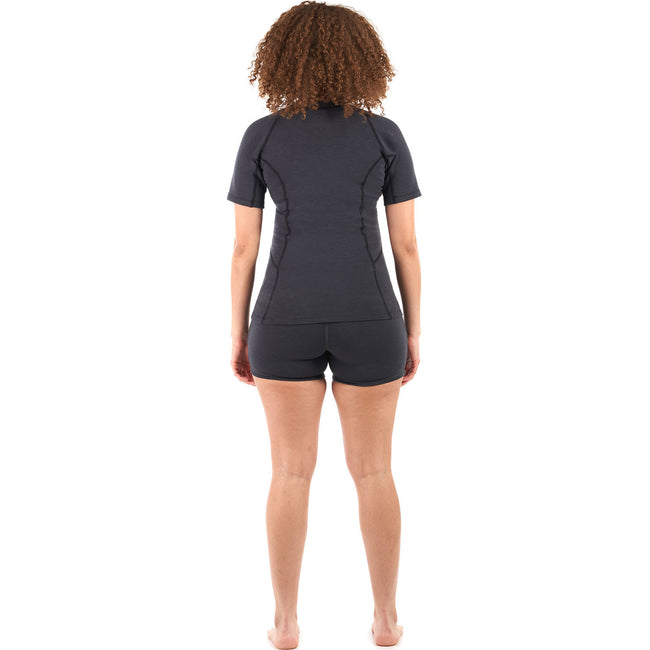 Level Six Women's Sombrio Short Sleeve Neoprene Shirt in Black Heather back