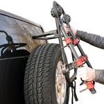 USED Malone Hanger Spare Tire OS 3-Bike Carrier being installed
