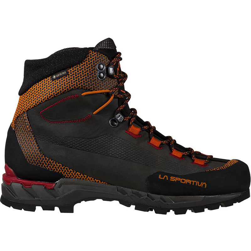 La Sportiva Men's Trango Tech Leather GORE-TEX Mountaineering Boots in Carbon/Hawaiian Sun side