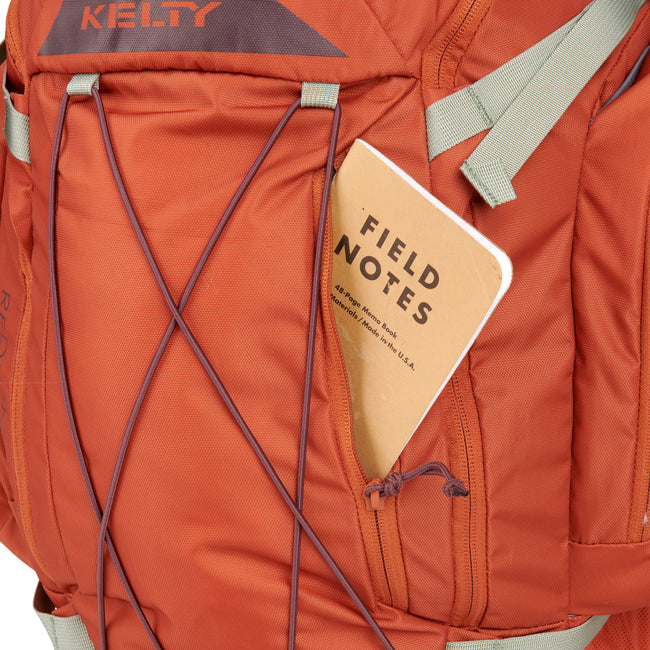 Kelty Women's Redwing 36 Backpack in Cinnamon Stick/Iceberg Green front pocket
