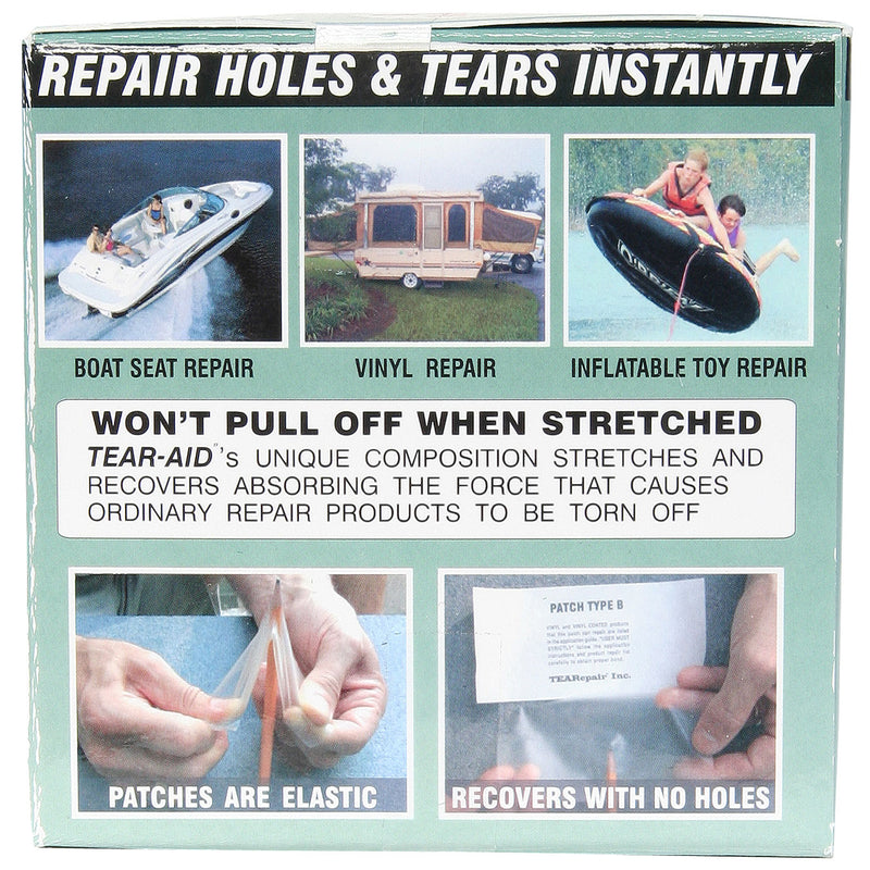 TEAR-AID Vinyl Seat Repair Kit, Type B Clear Patch for Vinyl and  Vinyl-Coated 