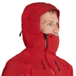 NRS Men's Orion Paddling Jacket in Red model hood up