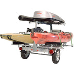 Malone MicroSport LowBed 2-Boat Bunk-Style Kayak Trailer with 2nd Tier with kayak loaded back