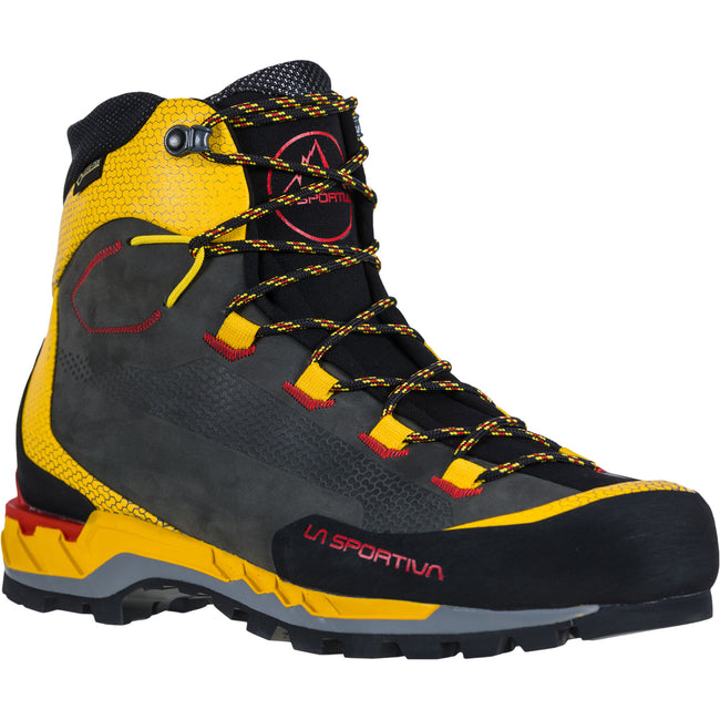 La Sportiva Men's Trango Tech Leather GORE-TEX Mountaineering Boots in Black/Yellow angle