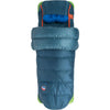 Big Agnes Lost Ranger 3N1 15 Degree Down Sleeping Bag in Legion Blue/Tapestry open with pillow