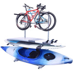 Malone 3 Bike + 2 SUP +1 Kayak Free Standing Storage Rack with bikes and kayak loaded