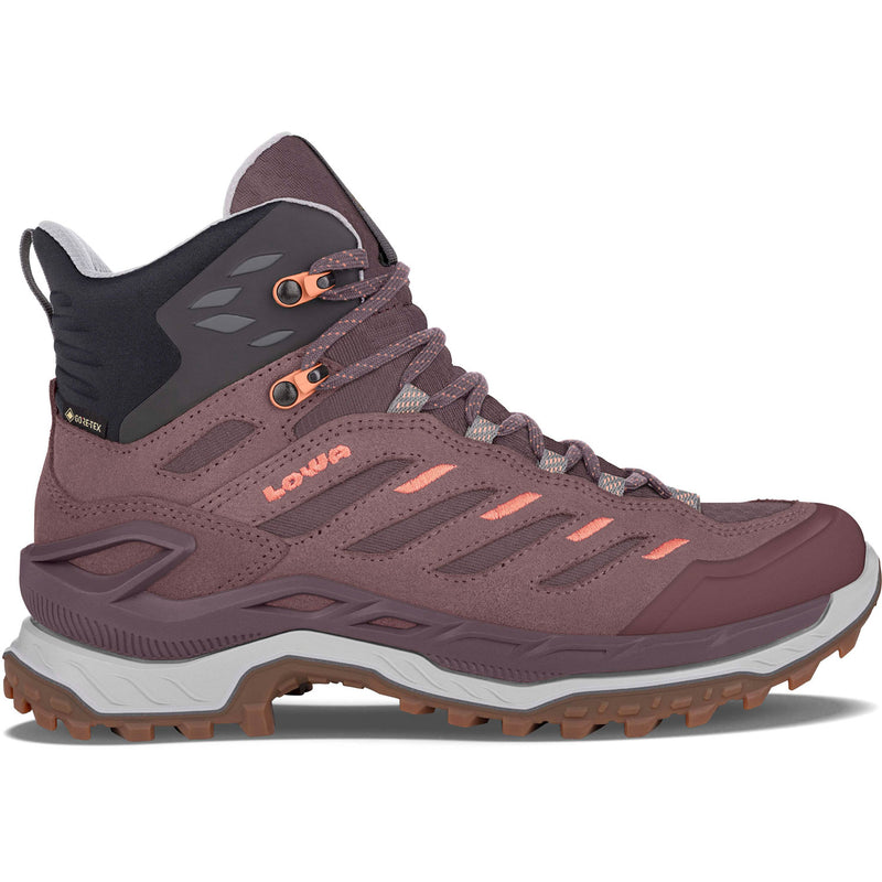 Lowa Women's Innovo GTX Mid Hiking Boots in Brown Rose/Rose side view