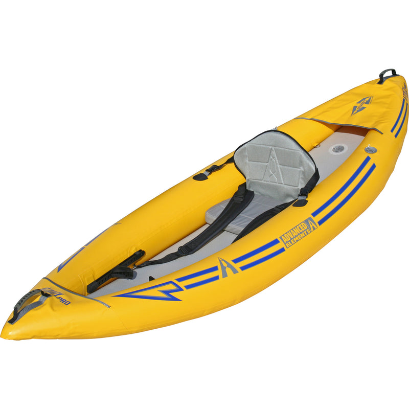 Advanced Elements Attack Pro Inflatable Kayak in Yellow/Blue angle