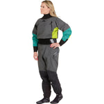 NRS Women's Pivot Dry Suit in Jade/Lime model front