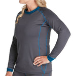 NRS Women's Expedition Weight Shirt in Dark Shadow model frontcrop