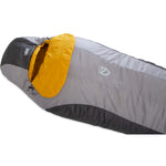 Nemo Men's Tempo 35 Synthetic Sleeping Bag in Paloma Gray/Mango blanket fold