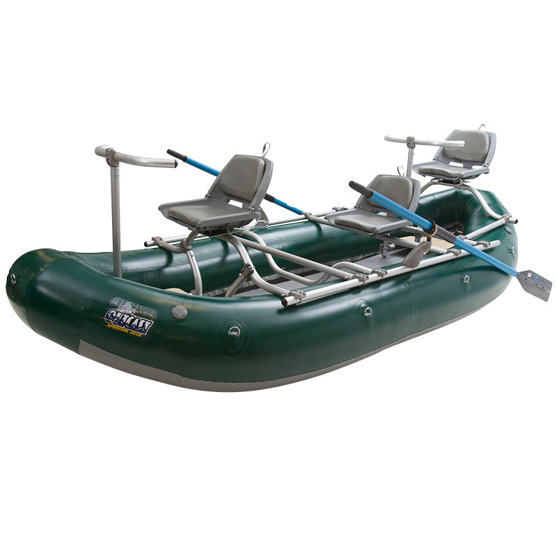 Outcast PAC 1400 Self-Bailing Raft in Green angle view